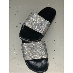 Rhinestone slides crystal slides black and silver